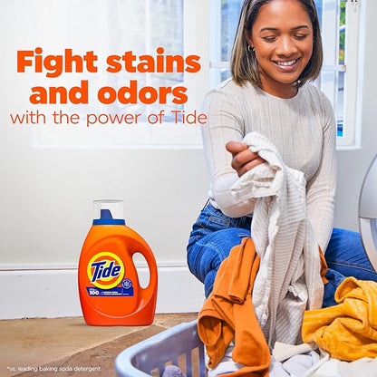 Tide Laundry Detergent Liquid, Original Scent, HE Compatible, 100 Loads, 132 fl oz, Tide Laundry Detergent, Liquid Laundry Detergent (Packaging May Vary)