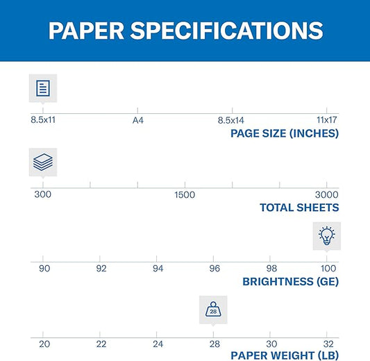 Hammermill Printer Paper, Premium Color 28 lb Copy Paper, 8.5 x 11 - 1 Pack (300 Sheets) - 100 Bright, Made in the USA, 102700R