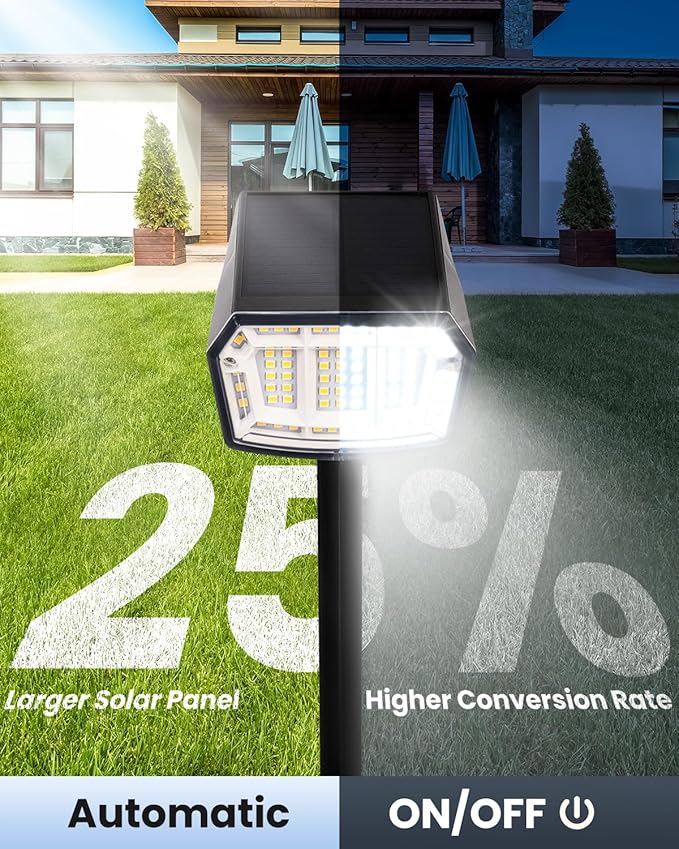 Solar Spot Lights Outdoor Waterproof Landscape Spotlights 63 LEDs 3 Lighting Modes IP65 Solar Spot Lights for Outside, Backyard, Garge, Garden, House-1 Pack Cool White