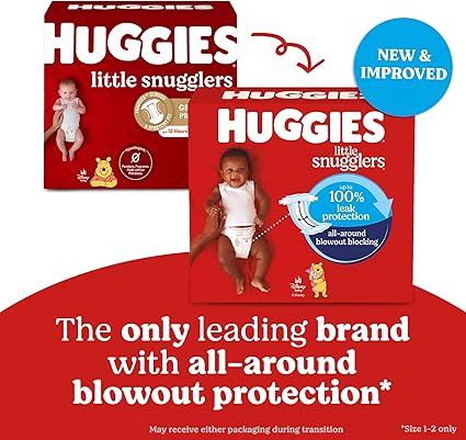 Huggies Size 1 Diapers, Little Snugglers Diapers, Size 1 (8-14 lbs), 198 Count (6 Packs of 33), Packaging May Vary