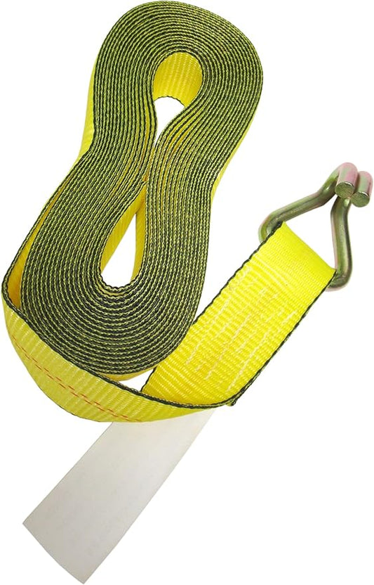 2" x 27 FT Yellow Cargo Strap wFinger Wire J Hooks Heavy Duty 3,335 LBS Working Load  Professional Tie Down Cargo Control Containment (Replacement Strap Only)