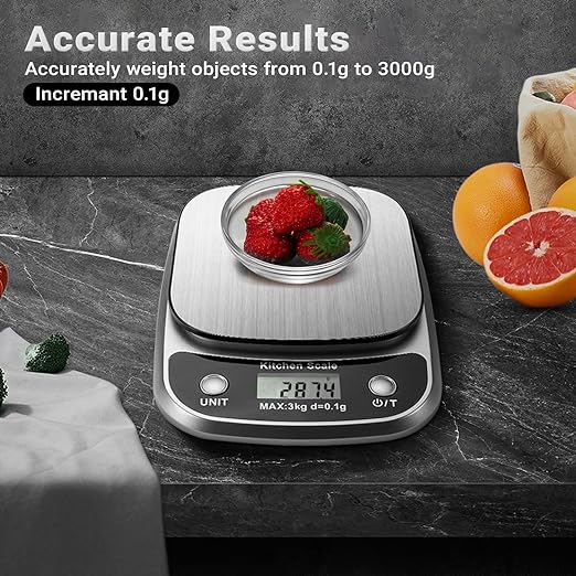 Food Kitchen Scale Digital Weight Grams and Oz,Professional Small Digital Kitchen Food Scales 3kg0.1g for Weight Loss
