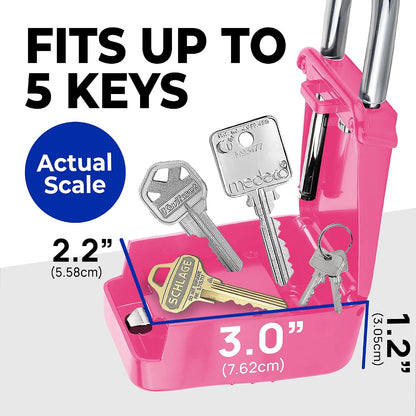 1500 Key Lock Box with Code, Lockbox for Keys Outdoor, Realtor Lock Box for Short-Term Rentals, Holds 5 Keys (1 Pack, Pink)