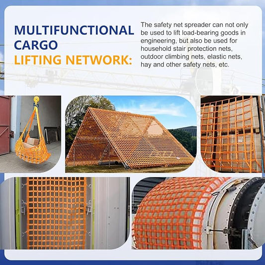 Safety Lifting Net Straps, Flat Nylon Sling Hoisting Net, 3.3' x 3.3'ft Cargo Lifting Nets, Lifting nets and Unloading Heavy Objects(Load:1100lbs) Sling Hoisting Net for Construction Rigging Moving