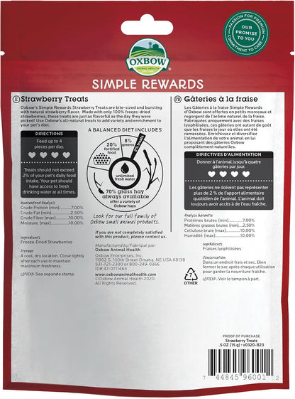 Oxbow SIMPLE REWARDS STRAWBERRY Small Animal Treat 0.5 oz