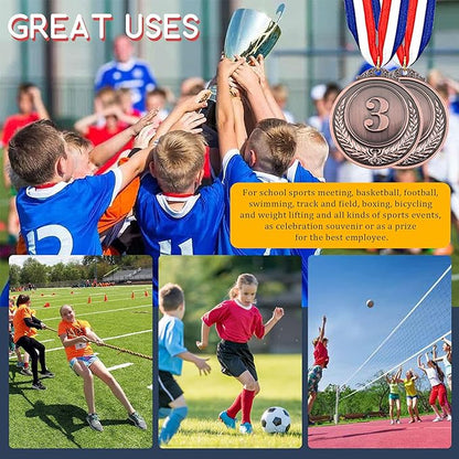 Hilitchi 5Pcs Gold Award Medals - Olympic Style Winner Medals with Ribbon