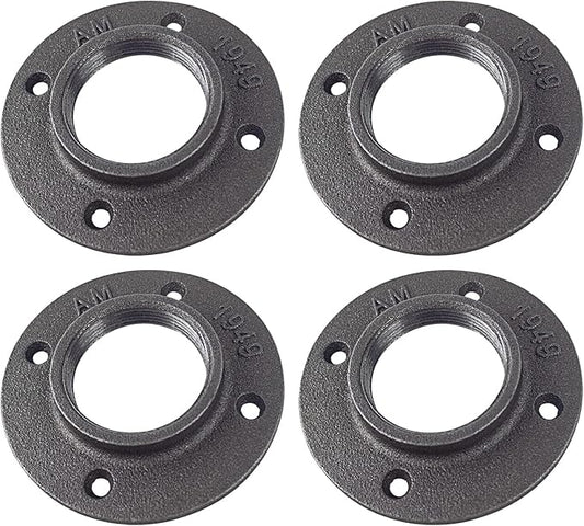 WiseWater 2" Floor Flanges 4Pcs, Malleable Cast Iron Pipe Flanges, Pipe Fittings with Threaded Hole for DIY Home ProjectFurnitureShelving Decoration And Industrial Vintage Decor (2 inch)