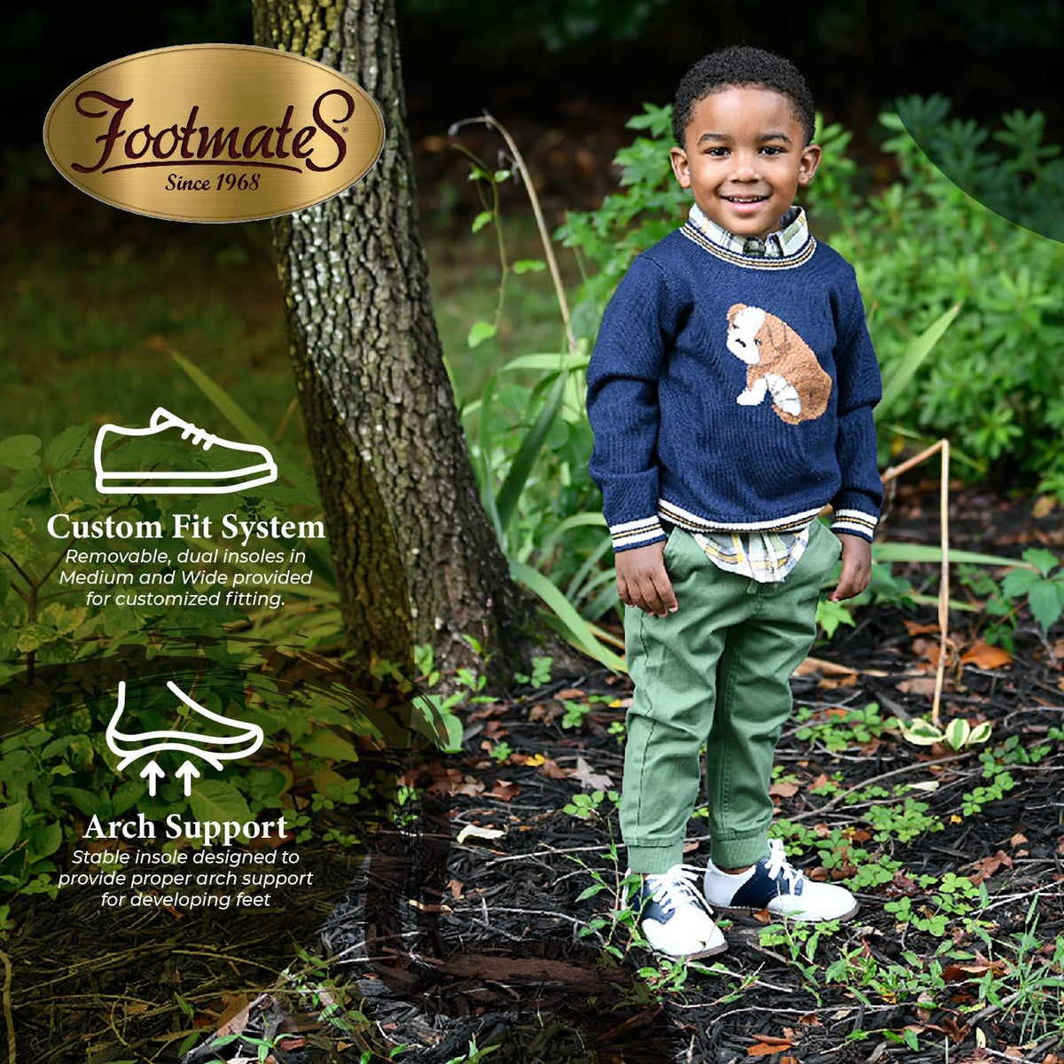 FOOTMATES Cheer Lace-Up Saddle Oxford Girls and Boys Dress Shoes with Wide Toe Box and Custom-Fit Insoles, Non-Marking Outsoles Toddler 7.5