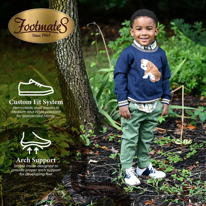 FOOTMATES Cheer Lace-Up Saddle Oxford Girls and Boys Dress Shoes with Wide Toe Box and Custom-Fit Insoles, Non-Marking Outsoles Toddler 7.5