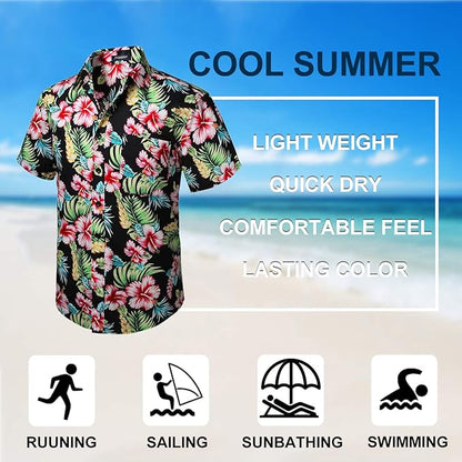 Hawaiian Shirt for Men Short Sleeve Button Down Shirt Men Casual Summer Tropical Beach Aloha Shirts for Men Hawaii Party