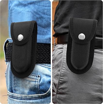Nylon Pocket Knife Sheath, 4'' Multitool Pouch, Folding Knife Belt Sheath with Snap Closure and Vertical Carry Belt Loop, Multitool Case for Outdoor or Daily Use, Medium Size