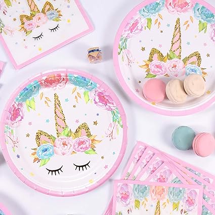Unicorn Plates and Napkins, 16 Serves