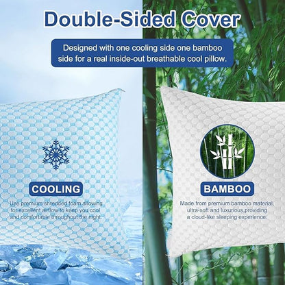 Cooling Pillow Soft Memory Foam Pillows Breathable, Adjustable Bed Pillows for Comfortable Sleeping, Queen Size Cooling Gel Pillow for Hot Sleepers (20"x 30") Supportive