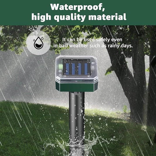 Mole Repellent Solar Powered-Waterproof Vole Chipmunk Repellent Outdoor Ultrasonic Mole Repeller Vole Vibration Stakes for Yard Mole Deterrent Spike for Chipmunk Groundhog Snake Rodent(4pack)