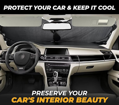 Automotive Front Windshield Sun Shade | 240T Thickened Foldable Windshield | Keeps Your Vehicle Interior Cool & Comfort | Universal Windshield Shade Fit for Cars, Truck, SUVs | Medium (64" x 32")