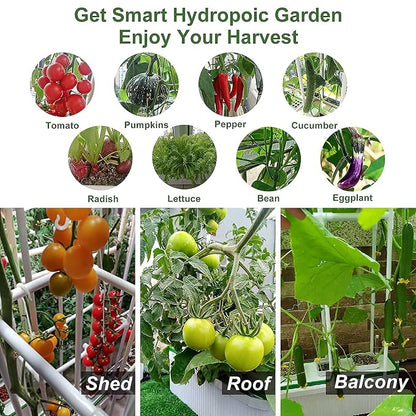 eSuperegrow Hydroponics Growing System for Indoor Outdoor Garden,7L Large Hydroponic Gardening System with Trellis for Cucumber Tomato Pepper Mint,Ideal Gardening Gifts for Women(Pump,7L,Trellis)