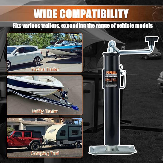 5000 lb Weld-on Pipe Swivel Trailer Jack, 10" Lift Trailer Jack with Footplate, Suitable for RVs, Boats, Multi-Purpose Trailers, and Camping Trailers