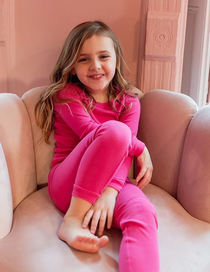 Kids Pajamas Boys & Girls Solid Colors 2 Piece Pajama Set 100% Cotton (Size 2-14 Years)