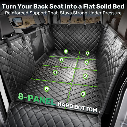 Zanch Heavy-Duty Dog Truck Seat Cover, Flat Solid Back Seat Extender for Multi Large Dogs, Hard Bottom Supports 450 lb, Waterproof Hammock Protector, XL for Full-Size Crew Cab Trucks & SUVs, Black