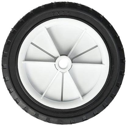 Shepherd Hardware 9611 7-Inch Semi-Pneumatic Rubber Replacement Tire, Plastic Wheel, 1-12-Inch Diamond Tread, 12-Inch Bore Offset Axle,White