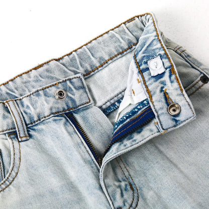 KIDSCOOL SPACE Girls Slim Jeans,Elastic Band Inside Ripped Fashion Soft Denim Pants