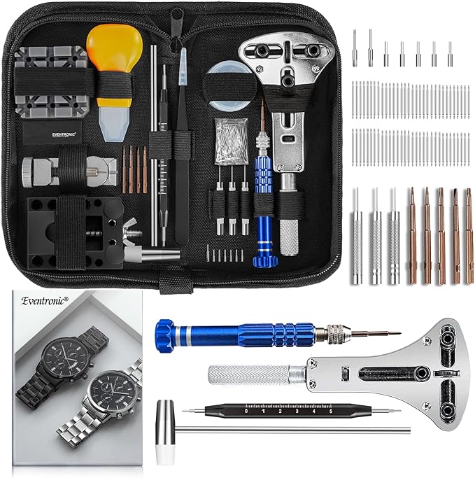 Eventronic Watch Repair Kit, Professional Watch Battery Replacement Tool, Watch Link  Back Removal Tool, Spring Bar Tool Set with Carrying Case for Men Women