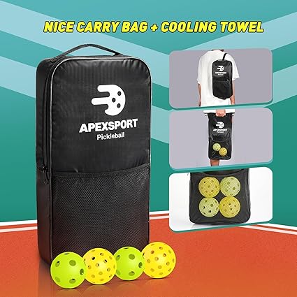 Pickleball Paddles Set of 24, USAPA Approved Lightweight Fiberglass Pickleball Set with 4 Pickleballs, 1 Pickleball Sling Bag, Pickleball Gifts for Women Men Beginners  Professional