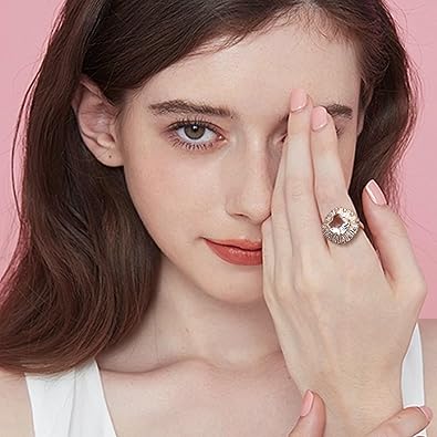 Jean Beau Gold Rhinestone Statement Adjustable Ring for Women Large Crystal Cubic Zirconia Stacking Rings Prom Wedding Bridal Finger Jewelry Gift for Her