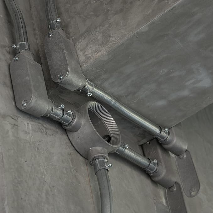 TayMac RLB150 Threaded LB Conduit Body, Die Cast Aluminum, Stamped Steel Cover, 1-12-Inch, Gray