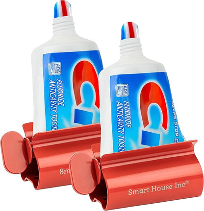 Toothpaste Squeezer Tube Roller Stainless Steel Tube Squeezer Rollers, Saves Toothpaste, Creams, Puts an end to Waste (Red)