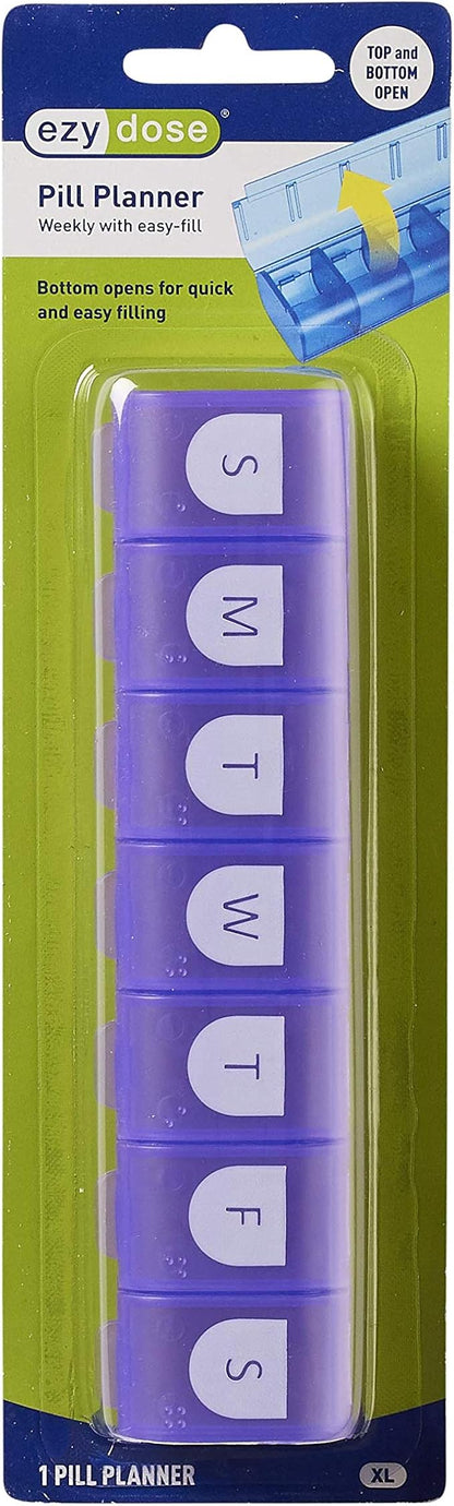 EZY DOSE Weekly (7-Day) Pill Case, Medicine Planner, Vitamin Organizer, X-Large Compartments, Easy Fill All Compartments at Once, Convenient and Easy to Use, Color May Vary, BPA Free