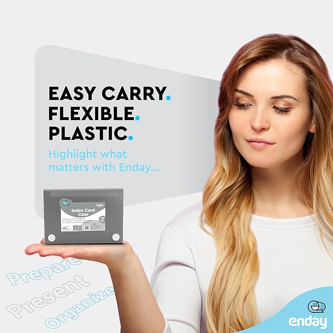 Enday Index Card Holder Grey, 3x5 Note Flash Card Organizer Case, File Box with 5 Dividers, Notecard Box Holds 100 Cards, Also Available in Red, Purple, Green, Pink, Blue, 1 Pack