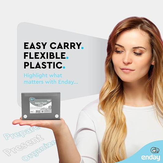 Enday Index Card Holder Grey, 3x5 Note Flash Card Organizer Case, File Box with 5 Dividers, Notecard Box Holds 100 Cards, Also Available in Red, Purple, Green, Pink, Blue, 1 Pack
