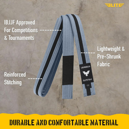 Elite Sports Kids Brazilian Jiu Jitsu Belts Preshurunk Martial Arts Youth BJJ Belts for Girls & Boys with BJJ Ranking Stripes ( C2 )