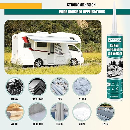 RV Silicone Sealant,RV Roof Self-Leveling Lap Sealant RV Caulk Sealant, RV White Flex Repair Caulking Lap Sealant for Rubber Roof on Motorhomes, Trailers, Campers (4 Pack)