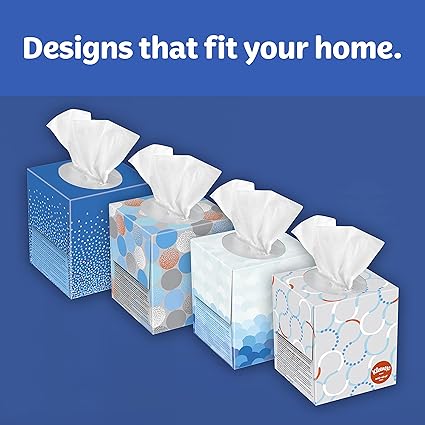 Kleenex Anti-Viral Facial Tissue, 3-Ply, 1 cube box, 55 Sheets (Pack of 1)