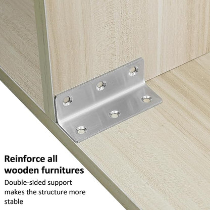 L Bracket, Heavy Duty Corner Brace, 4 Pack 3.2" Metal Shelf Bracket Angle Bracket for Shelves, Polished Silver Stainless Steel Braces for Wood Furniture