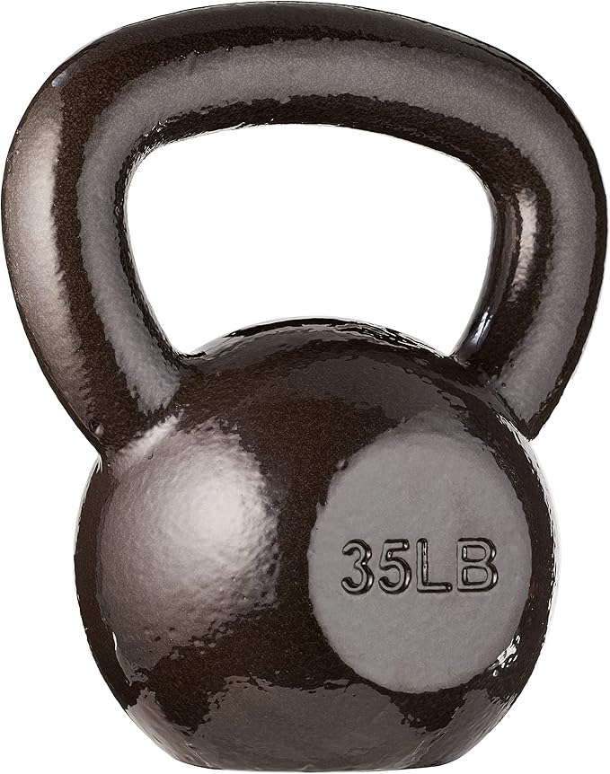 Basics Cast Iron Kettlebell for Strength Training, Textured Wide Handle, Dark Gray