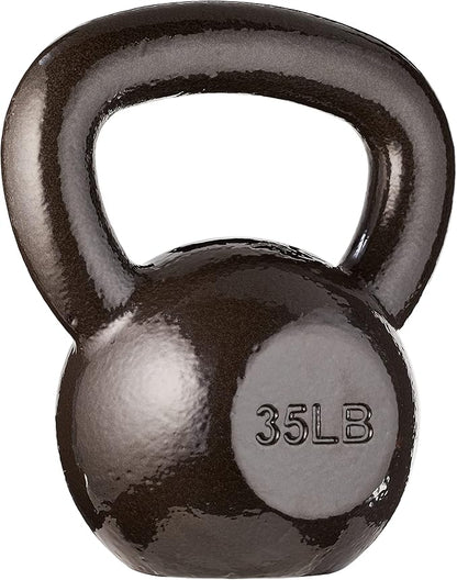 Basics Cast Iron Kettlebell for Strength Training, Textured Wide Handle, Dark Gray