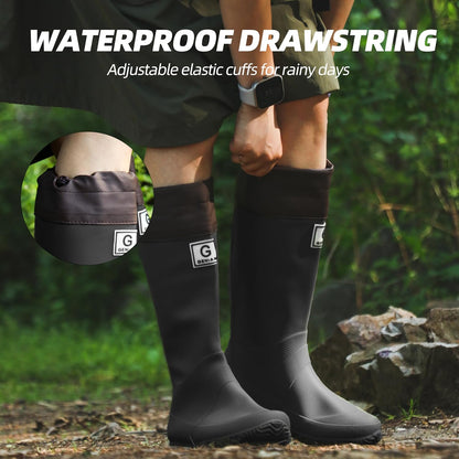 Wasserflux Women’s Mid-Calf Rain Boots – Waterproof Foldable Rubber Boots with Adjustable Cuff, Anti-Slip Sole, Lightweight for Gardening & Outdoor Work