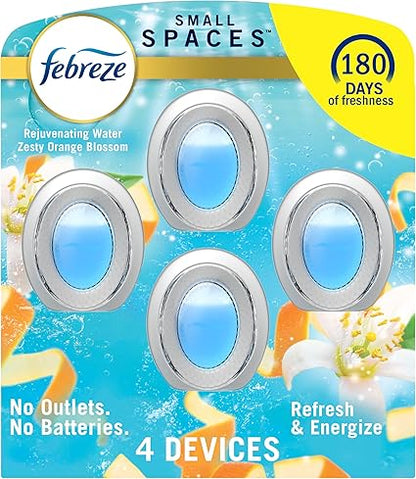 Febreze Small Spaces Air Freshener, Odor-Fighting, Plug In Alternative, Air Fresheners for Home and Bathroom and Kitchen, Closet Air Fresheners, Refresh  Energize Scent, 4 Count