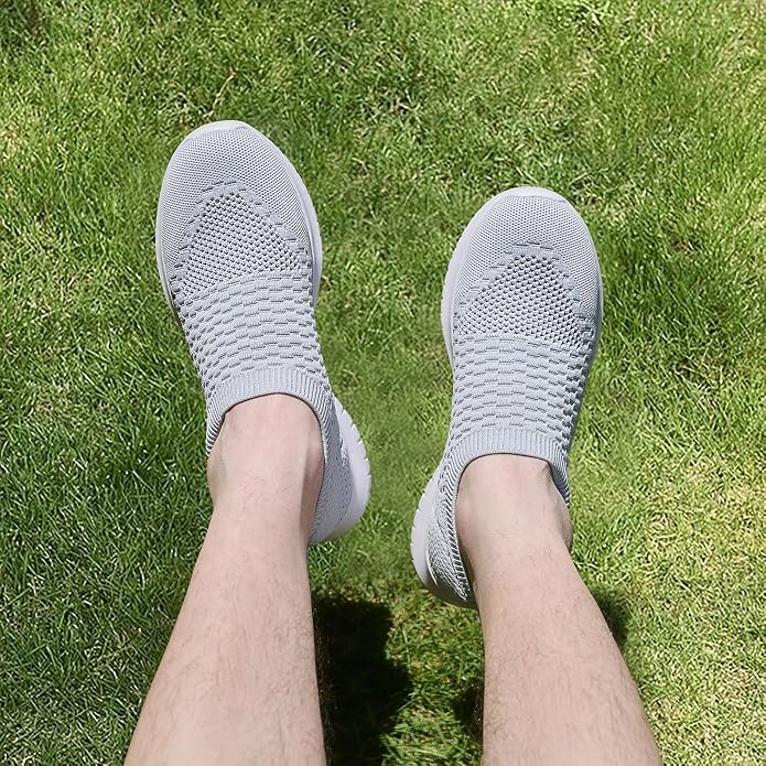 Size 5.5 Women's TIOSEBON Men's Slip On Walking Shoes Arch Support Knit Mesh Lightweight Casual Comfortable Gym Workout Running Tennis Travel Standing Sneakers