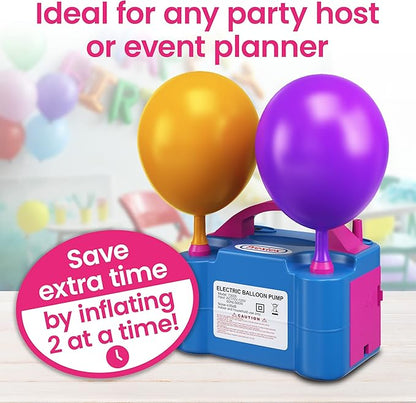Prextex Balloons Electric Pump Inflate, Blue 110V 600W - Portable Pump with Air Blower  Dual Nozzle Inflator for Fast, Easy Bulk Balloons Filling for Event  Party Decoration - Balloon Pumps Electric
