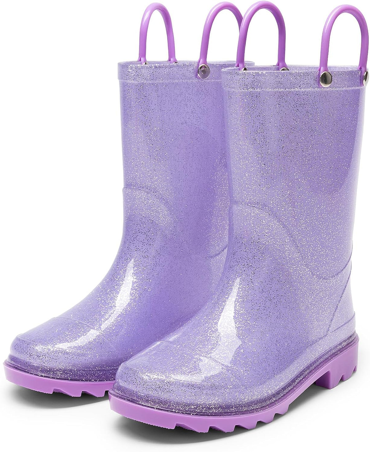 DREAM PAIRS Kids Glitter Rain Boots | Waterproof,Easy-on handles,Lightweight,Non-Slip sole,Rain puddle outdoor play,Girls Boys Toddler