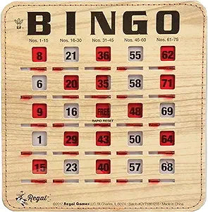 Regal Bingo Bulk Bingo Cards with Sliding Windows - Reusable Bingo Game Cards for Adults Large Group - 25 Pack, Woodgrain