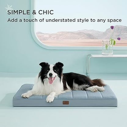 Bedsure Cooling Dog Bed for Crate - Large Orthopedic Waterproof Puppy Beds with Removable Washable Cover, Egg Crate Foam Pet Mat, Suitable for Pet Up to 50 lbs