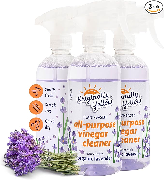 Originally Yellow All-Purpose Distilled Vinegar Spray Living Room, Bathroom,  Kitchen Cleaner Spray  Infused with Organic Lavender  Plant-Based All Purpose Cleaner, 16 Fl Oz (3-Pack)