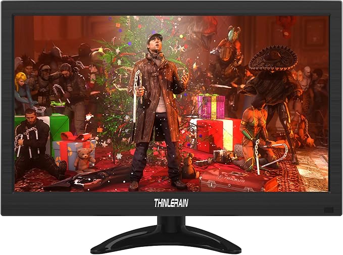 13.3 inch Small PC Monitor 1366x768 Mini LED Monitor with HDMI VGA AV BNC USB Intput, for Fire Stick Computer Xbox Ras pi, Built-in Speaker (Model: HD-133)