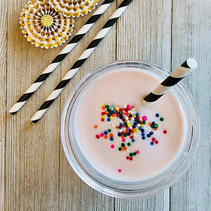 Biodegradable Striped Paper Straws,Paper Drinking Straws for Party, Events and Crafts,Baby Shower Decorations 7.75 Inches, Black White Striped - 25 Packs