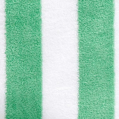 Basics 100% Cotton Terry Cabana Stripe Pool & Beach Towel, Soft & Absorbent, Quick Drying, Large, 2-Pack, Green, 30" x 60"